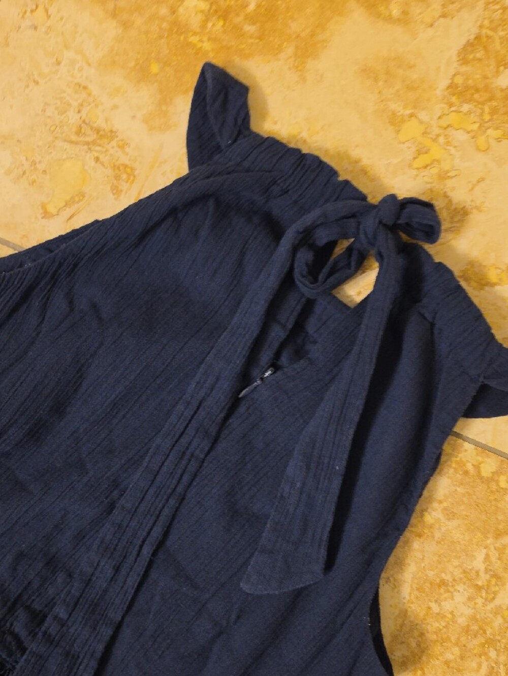 Talbots Navy Blue Tiered Maxi Dress Cotton Gauze Sleeveless Boho - Picture 5 of 7